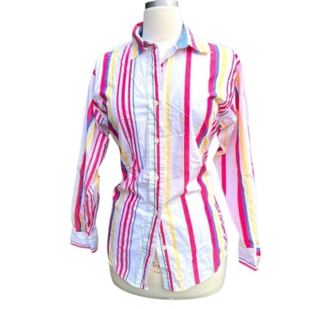 TALBOTS Colorful 😁 Striped Button-Up Shirt